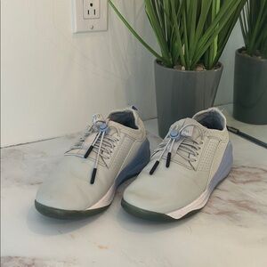 Light Gray and Blue Comfort Lace-Up Sneakers